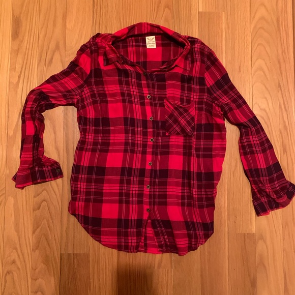 Faded Glory, Red Plaid Button Down Shirt, Size S - Picture 1 of 3